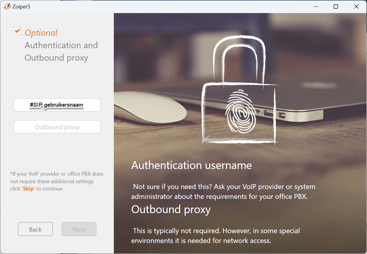 Zoiper työpöytä vaihe 3